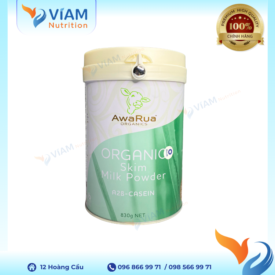  Sữa bột tách béo Organic AwaRua với đạm A2β-Casein 830g 