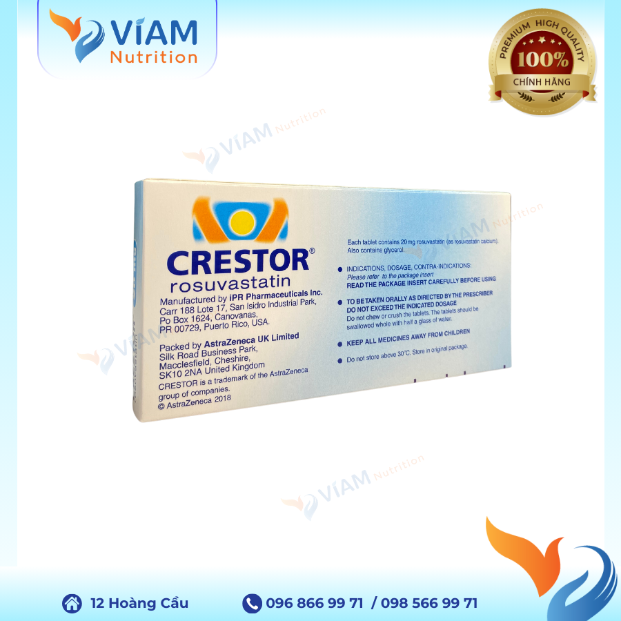  Crestor 20mg AstraZeneca -  trị tăng cholesterol máu nguyên phát 