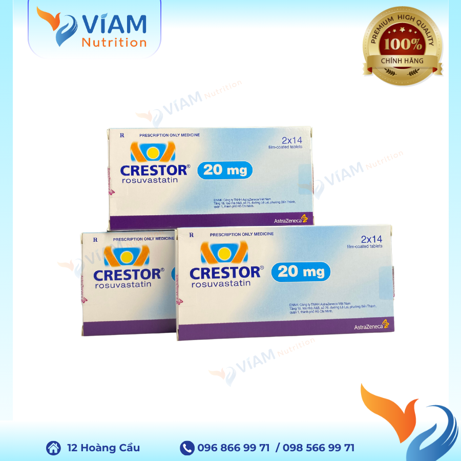  Crestor 20mg AstraZeneca -  trị tăng cholesterol máu nguyên phát 