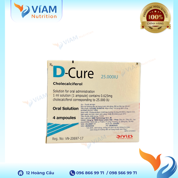  D cure 25.000IU (Hộp 4 ống) 