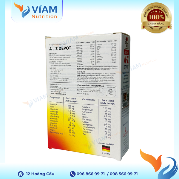  A-Z Depot (Hộp 3 vỉ x10 viên) 
