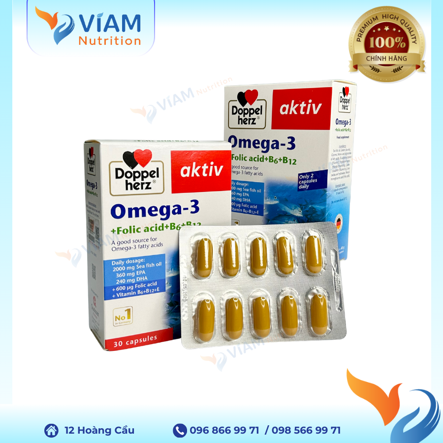  Kinder Omega-3 + Folic axit + B6 + B12 (Hộp 3 vỉ x 10 viên) 