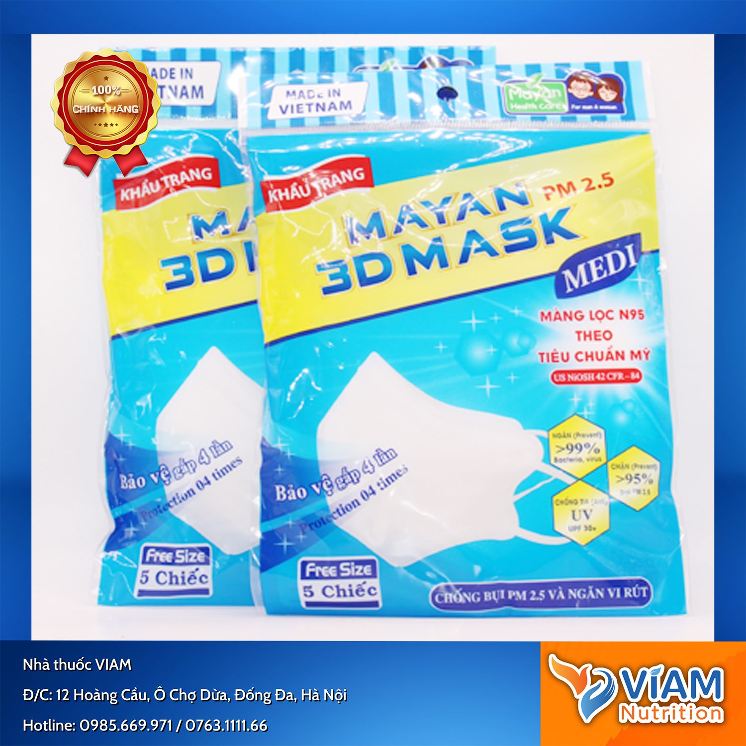  Khẩu trang Mayan 3D Medi 5 cái 