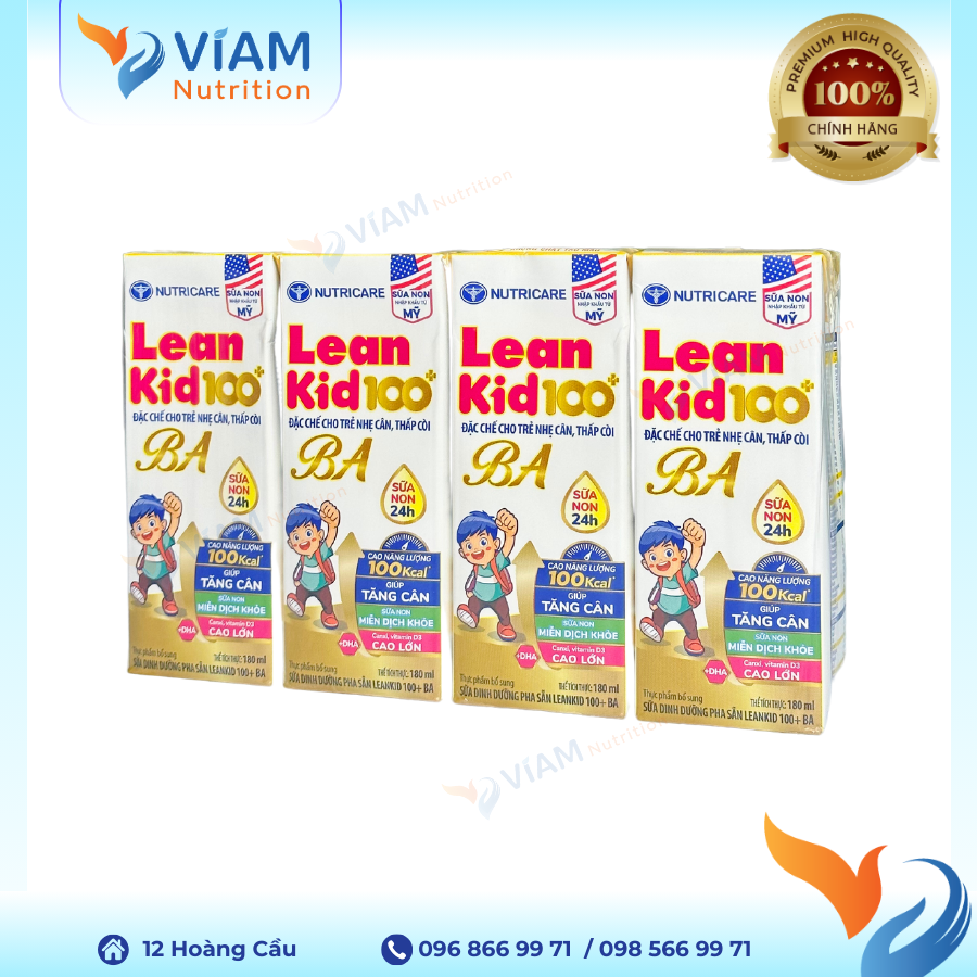  Sữa bột pha sẵn Lean Kid BA 180ml (Thùng 12 vỉ) 
