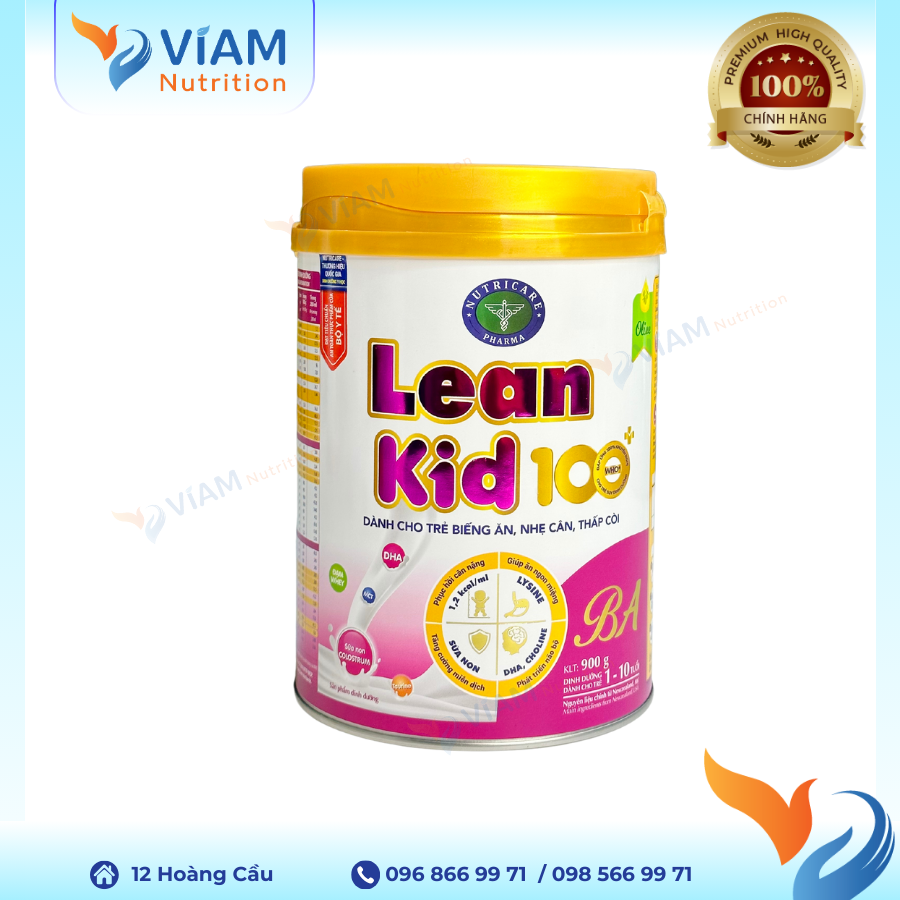  Sữa Lean Kid 100+ BA (1-10 tuổi) 900g - Dành cho trẻ Biếng Ăn 