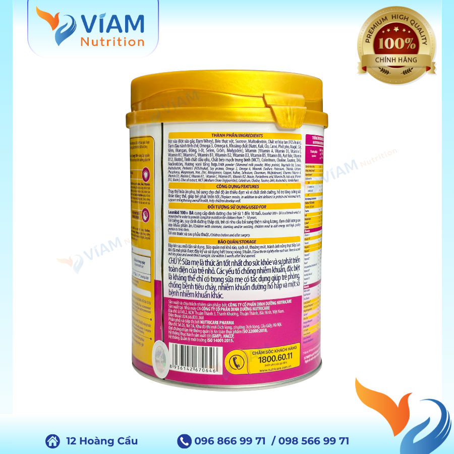  Sữa Lean Kid 100+ BA (1-10 tuổi) 900g - Dành cho trẻ Biếng Ăn 