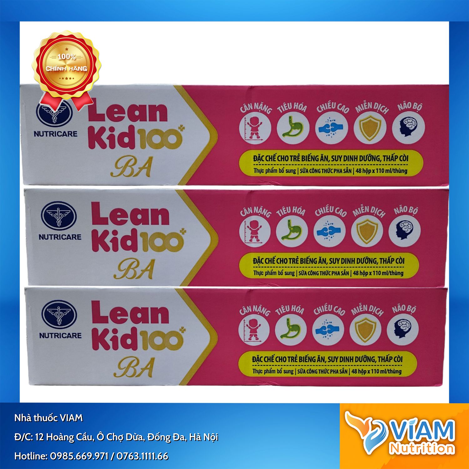  Sữa bột pha sẵn Lean Kid BA 110ml (Thùng 12 vỉ) 