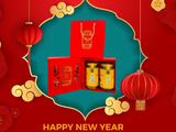  Happy New Year - Túi Ivory đỏ 2 lọ (hũ) 200g BÒ MIẾNG (Có Hộp chia ngăn bên trong) 