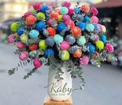 Bình Hoa Cúc Mẫu Đơn 55 Bông Mix Màu