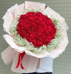 BÓ HOA 100 BÔNG HỒNG ĐỎ