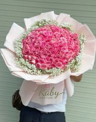 BÓ HOA 120 BÔNG HỒNG DÂU MIX BABY