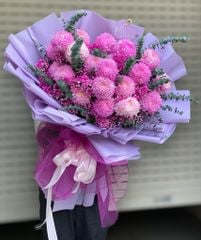 BÓ HOA 20 BÔNG CÚC MẪU ĐƠN HỒNG ĐÀO