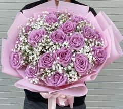 Bó Hoa 20 bông hồng tím huế mộng mơ