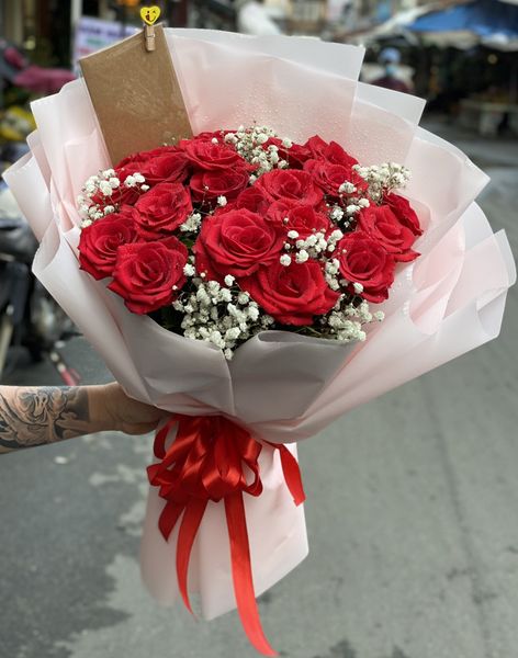 BÓ HOA 22 BÔNG HỒNG ĐỎ