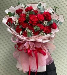 BÓ HOA 24 BÔNG HỒNG ĐỎ OHARA