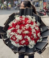 BÓ HOA 250 BÔNG HỒNG ĐỎ MIX BABY