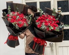 BÓ HOA 25 BÔNG HỒNG ĐỎ