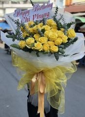 BÓ HOA 25 BÔNG HỒNG VÀNG NHẬP KHẢU