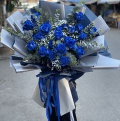 BÓ HOA 25 BÔNG HỒNG XANH DƯƠNG NHẬP KHẨU