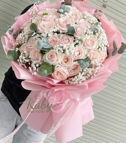 Bó Hoa 35 bông hồng pastel - thiết tha