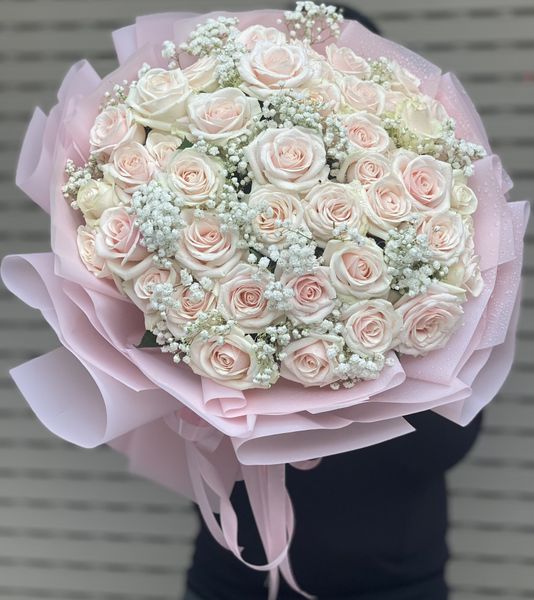 Bó hoa 40 bông hồng pastel tròn xinh