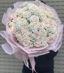 Bó hoa 40 bông hồng pastel tròn xinh