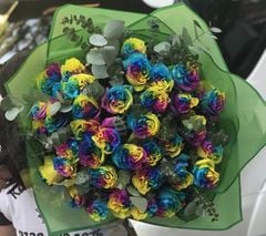 Bó Hoa 50 bông Hồng RainBow Nhập Khẩu