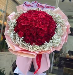 BÓ HOA 99 BÔNG HỒNG ĐỎ - TÌNH YÊU RỰC RỠ