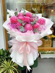 BÓ HOA 10 CÚC MẪU ĐƠN HỒNG ĐẬM