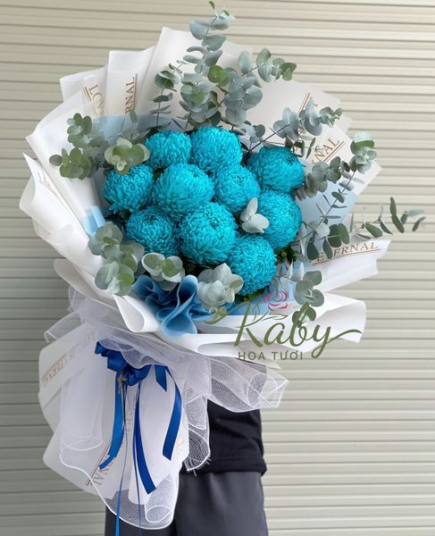 BÓ HOA CÚC MẪU ĐƠN XANH NGỌC