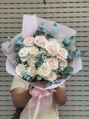BÓ HOA HỒNG KEM DÂU NHỎ XINH