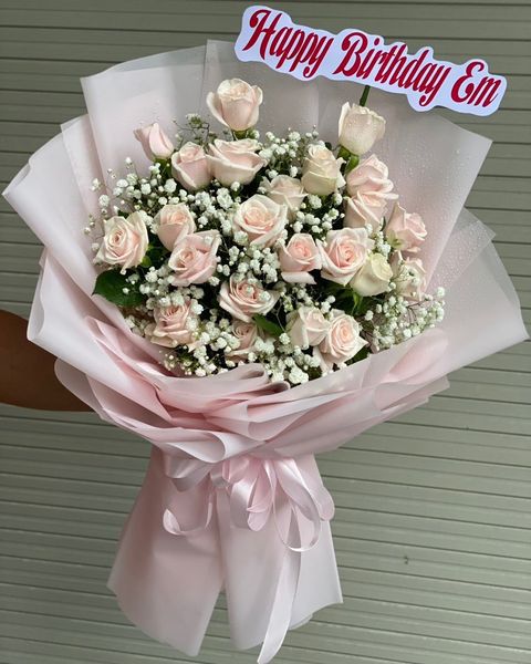 Bó hoa hồng pastel chúc mừng sinh nhật