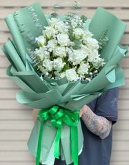 BÓ HOA HỒNG TRẮNG DỊU XINH