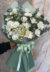 BÓ HOA HỒNG TRẮNG MIX ĐỒNG TIỀN