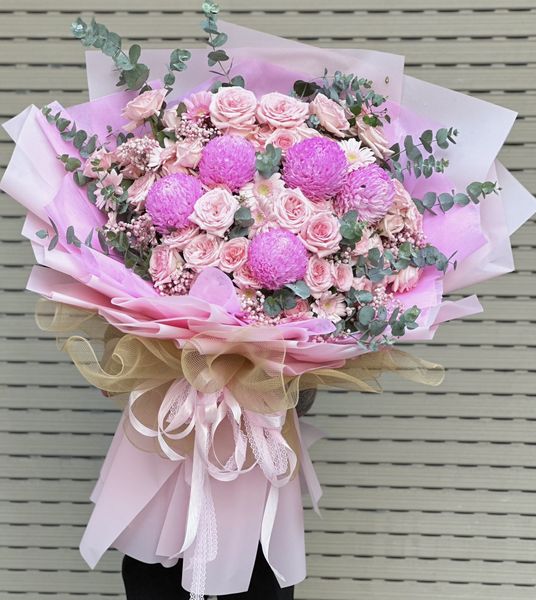 BÓ HOA TONE HỒNG SIU ĐÁNG YÊU