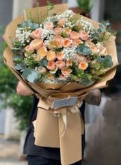 HOA HỒNG JULIET MIX BABY VÀ CỎ ĐỒNG TIỀN