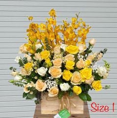 Hộp Hoa Tặng Ngày 8/3 Tone Vàng Cam