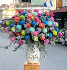 Bình Hoa Cúc Mẫu Đơn 55 Bông Mix Màu