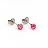 Cầu Hồng - Khuyên tai quả cầu đá màu hồng size 4,5 mm hãng Studex