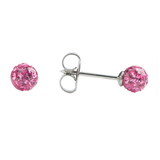 Cầu Hồng - Khuyên tai quả cầu đá màu hồng size 4,5 mm hãng Studex