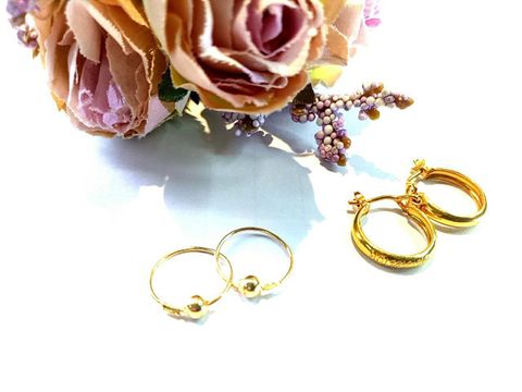 Vàng 14k - Khuyên Tròn trơn 03