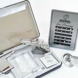 Hoa trắng nhị xanh- Khuyên tai Bông hoa gắn đá màu trắng nhuỵ xanh - hãng Studex