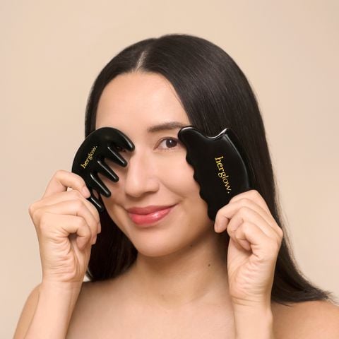 Bộ Đá HerGlow Gua Sha Chăm Sóc Da Và Tóc