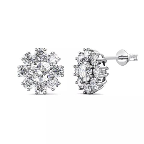 HERGLOW, KHUYÊN TẠI, BẠC 925, GẮN ĐÁ MOISSANITE, HÌNH HOA