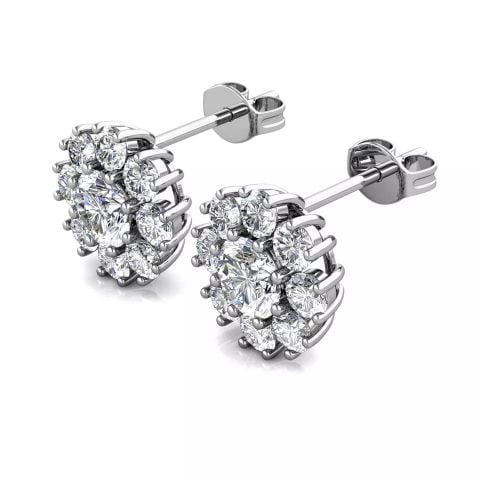 HERGLOW, KHUYÊN TẠI, BẠC 925, GẮN ĐÁ MOISSANITE, HÌNH HOA