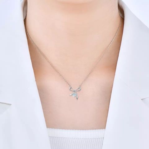 HERGLOW, DÂY CHUYỀN, BẠC 925, GẮN ĐÁ QUÝ TỰ NHIÊN TOPAZ, HÌNH NƠ