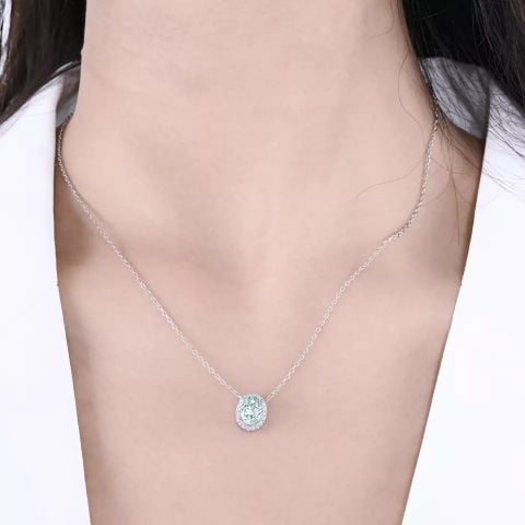 HERGLOW, DÂY CHUYỀN, BẠC 925, MẠ VÀNG 18K, MẶT ĐÁ QUÝ TOBAZ, HÌNH BẦU DỤC