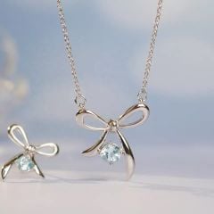 HERGLOW, DÂY CHUYỀN, BẠC 925, GẮN ĐÁ QUÝ TỰ NHIÊN TOPAZ, HÌNH NƠ