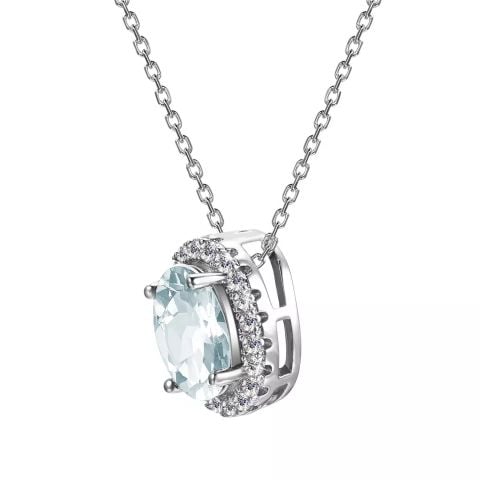 HERGLOW, DÂY CHUYỀN, BẠC 925, MẠ VÀNG 18K, MẶT ĐÁ QUÝ TOBAZ, HÌNH BẦU DỤC