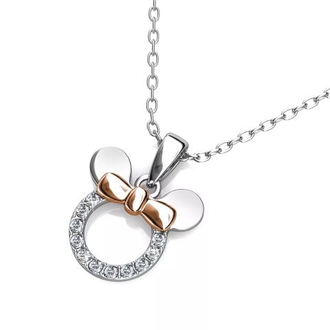 HERGLOW, DÂY CHUYỀN, BẠC 925, PHỦ VÀNG 18K, HÌNH MINNIE, GẮN PHA LÊ